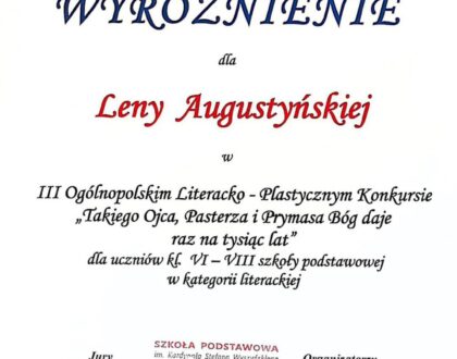 Wyróżnienie w Ogólnopolskim Konkursie Literackim